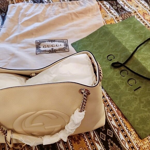 Gucci Soho White Leather with Tassle Women's Shoulder Bag 536196 A7M0G 9522-U - Picture 2 of 16